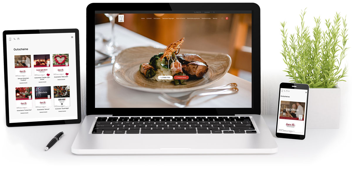 Gasthaus-Website mit Online-Gutscheinsystem