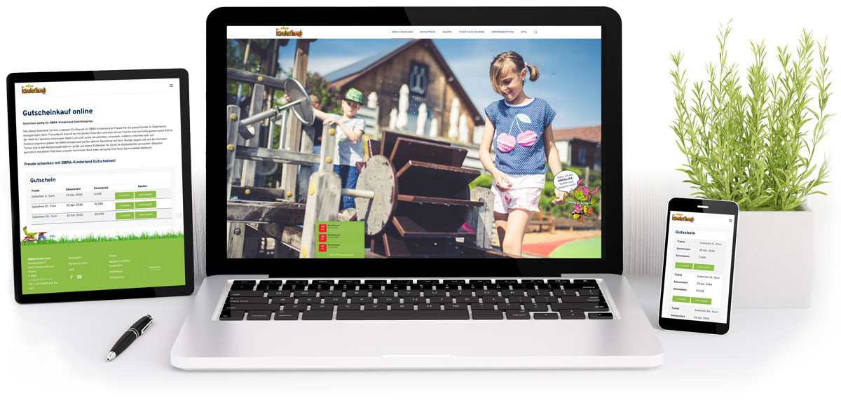 Freizeitpark-Website mit Online-Gutscheinsystem